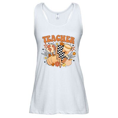 Fall Teacher Retro School Teacher Life Ladies Essential Flowy Tank