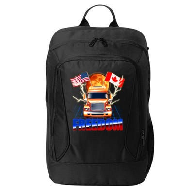 Funny Trucker Retro 80's Freedom USA Canada Flags Freedom Convoy City Backpack