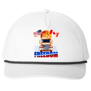 Funny Trucker Retro 80's Freedom USA Canada Flags Freedom Convoy Snapback Five-Panel Rope Hat