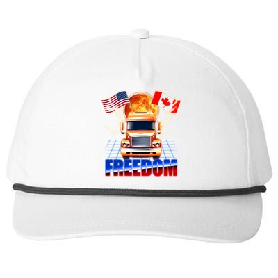 Funny Trucker Retro 80's Freedom USA Canada Flags Freedom Convoy Snapback Five-Panel Rope Hat