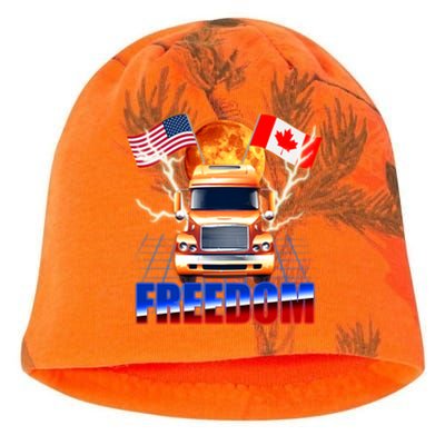 Funny Trucker Retro 80's Freedom USA Canada Flags Freedom Convoy Kati - Camo Knit Beanie