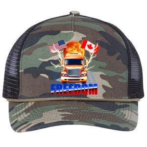 Funny Trucker Retro 80's Freedom USA Canada Flags Freedom Convoy Retro Rope Trucker Hat Cap