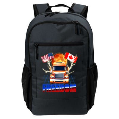 Funny Trucker Retro 80's Freedom USA Canada Flags Freedom Convoy Daily Commute Backpack