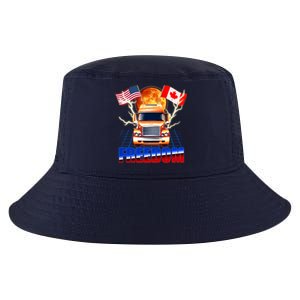 Funny Trucker Retro 80's Freedom USA Canada Flags Freedom Convoy Cool Comfort Performance Bucket Hat