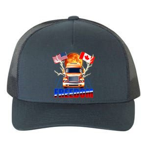 Funny Trucker Retro 80's Freedom USA Canada Flags Freedom Convoy Yupoong Adult 5-Panel Trucker Hat