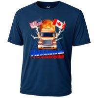 Funny Trucker Retro 80's Freedom USA Canada Flags Freedom Convoy Performance Shirt