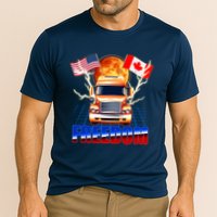 Funny Trucker Retro 80's Freedom USA Canada Flags Freedom Convoy Performance Shirt