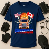 Funny Trucker Retro 80's Freedom USA Canada Flags Freedom Convoy Performance Shirt