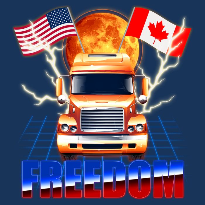 Funny Trucker Retro 80's Freedom USA Canada Flags Freedom Convoy Performance Shirt