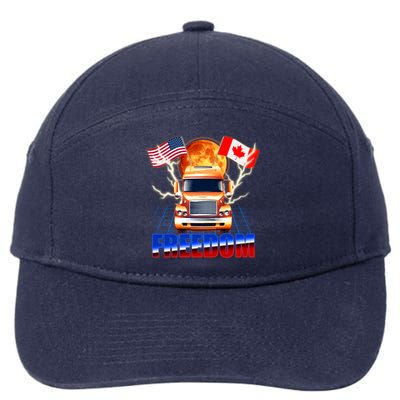 Funny Trucker Retro 80's Freedom USA Canada Flags Freedom Convoy 7-Panel Snapback Hat