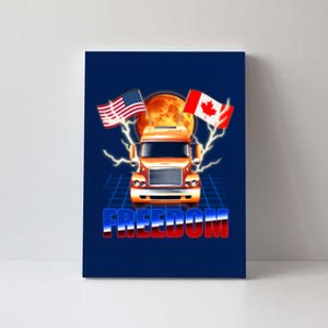 Funny Trucker Retro 80's Freedom USA Canada Flags Freedom Convoy Canvas