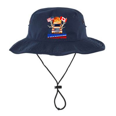 Funny Trucker Retro 80's Freedom USA Canada Flags Freedom Convoy Legacy Cool Fit Booney Bucket Hat