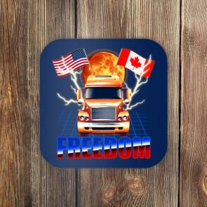 Funny Trucker Retro 80's Freedom USA Canada Flags Freedom Convoy Coaster