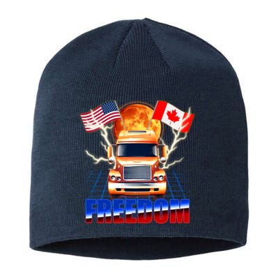 Funny Trucker Retro 80's Freedom USA Canada Flags Freedom Convoy Sustainable Beanie