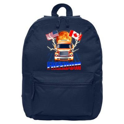 Funny Trucker Retro 80's Freedom USA Canada Flags Freedom Convoy 16 in Basic Backpack