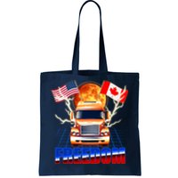 Funny Trucker Retro 80's Freedom USA Canada Flags Freedom Convoy Tote Bag