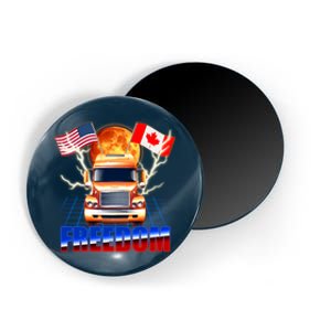 Funny Trucker Retro 80's Freedom USA Canada Flags Freedom Convoy Magnet