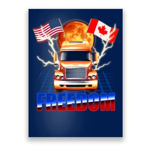 Funny Trucker Retro 80's Freedom USA Canada Flags Freedom Convoy Poster