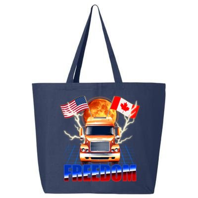 Funny Trucker Retro 80's Freedom USA Canada Flags Freedom Convoy 25L Jumbo Tote