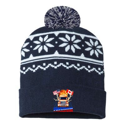 Funny Trucker Retro 80's Freedom USA Canada Flags Freedom Convoy USA-Made Snowflake Beanie