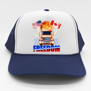 Funny Trucker Retro 80's Freedom USA Canada Flags Freedom Convoy Trucker Hat