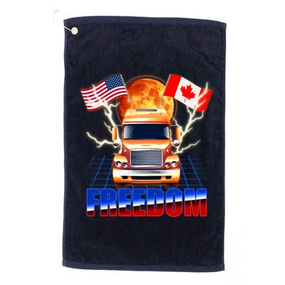 Funny Trucker Retro 80's Freedom USA Canada Flags Freedom Convoy Golf Towel