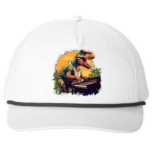 Funny T Rex Dinosaurs With Piano For Music Instrut Fans Gift Snapback Five-Panel Rope Hat