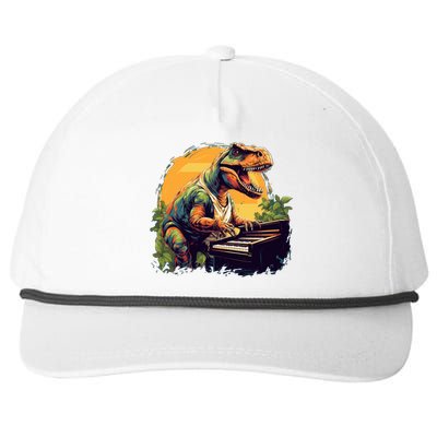 Funny T Rex Dinosaurs With Piano For Music Instrut Fans Gift Snapback Five-Panel Rope Hat