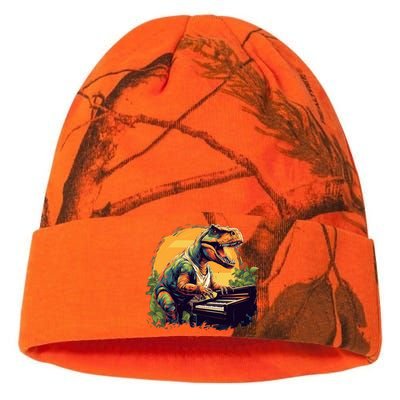 Funny T Rex Dinosaurs With Piano For Music Instrut Fans Gift Kati Licensed 12" Camo Beanie