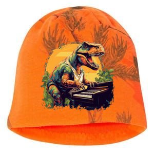 Funny T Rex Dinosaurs With Piano For Music Instrut Fans Gift Kati - Camo Knit Beanie