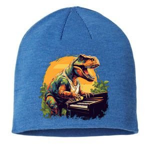 Funny T Rex Dinosaurs With Piano For Music Instrut Fans Gift Sustainable Beanie