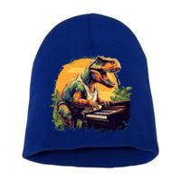 Funny T Rex Dinosaurs With Piano For Music Instrut Fans Gift Short Acrylic Beanie