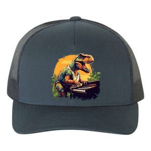 Funny T Rex Dinosaurs With Piano For Music Instrut Fans Gift Yupoong Adult 5-Panel Trucker Hat