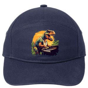 Funny T Rex Dinosaurs With Piano For Music Instrut Fans Gift 7-Panel Snapback Hat