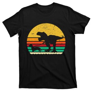 Funny T Rex Dinosaur Walking Dachshund Doxie Wiener Dog T-Shirt