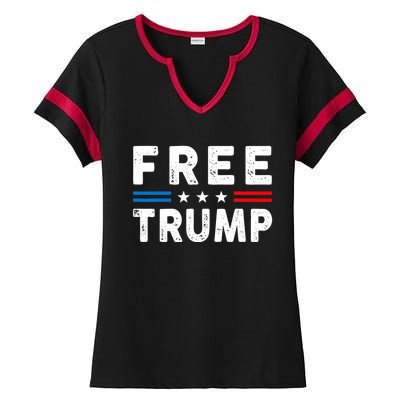 Free Trump Republican Support Pro Trump American Ladies Halftime Notch Neck Tee