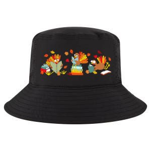 Funny Turkey Reading Book Librarian Bookworm Thanksgiving Cool Comfort Performance Bucket Hat