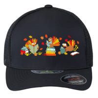 Funny Turkey Reading Book Librarian Bookworm Thanksgiving Flexfit Unipanel Trucker Cap