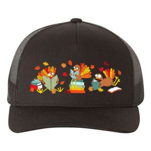 Funny Turkey Reading Book Librarian Bookworm Thanksgiving Yupoong Adult 5-Panel Trucker Hat