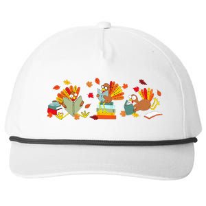 Funny Turkey Reading Book Librarian Bookworm Thanksgiving Snapback Five-Panel Rope Hat