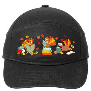 Funny Turkey Reading Book Librarian Bookworm Thanksgiving 7-Panel Snapback Hat