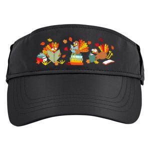 Funny Turkey Reading Book Librarian Bookworm Thanksgiving Adult Drive Performance Visor