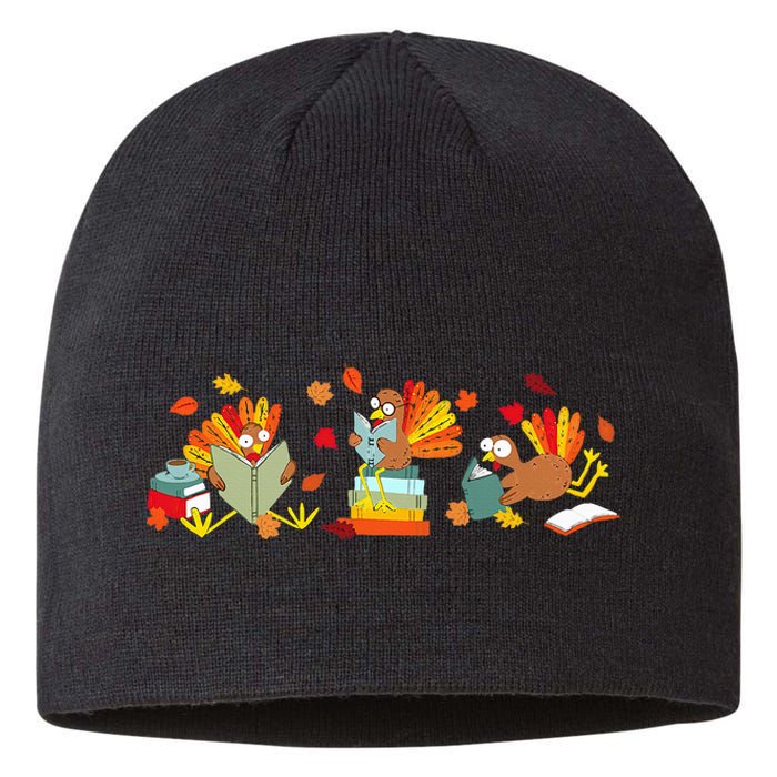 Funny Turkey Reading Book Librarian Bookworm Thanksgiving Sustainable Beanie