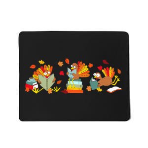 Funny Turkey Reading Book Librarian Bookworm Thanksgiving Mousepad