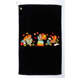 Funny Turkey Reading Book Librarian Bookworm Thanksgiving Platinum Collection Golf Towel