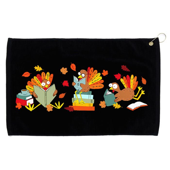 Funny Turkey Reading Book Librarian Bookworm Thanksgiving Grommeted Golf Towel