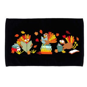 Funny Turkey Reading Book Librarian Bookworm Thanksgiving Microfiber Hand Towel