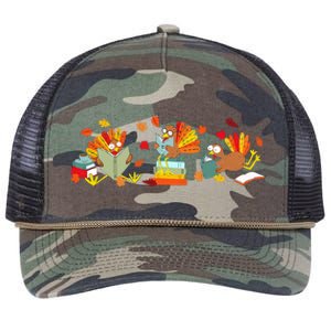 Funny Turkey Reading Book Librarian Bookworm Thanksgiving Retro Rope Trucker Hat Cap