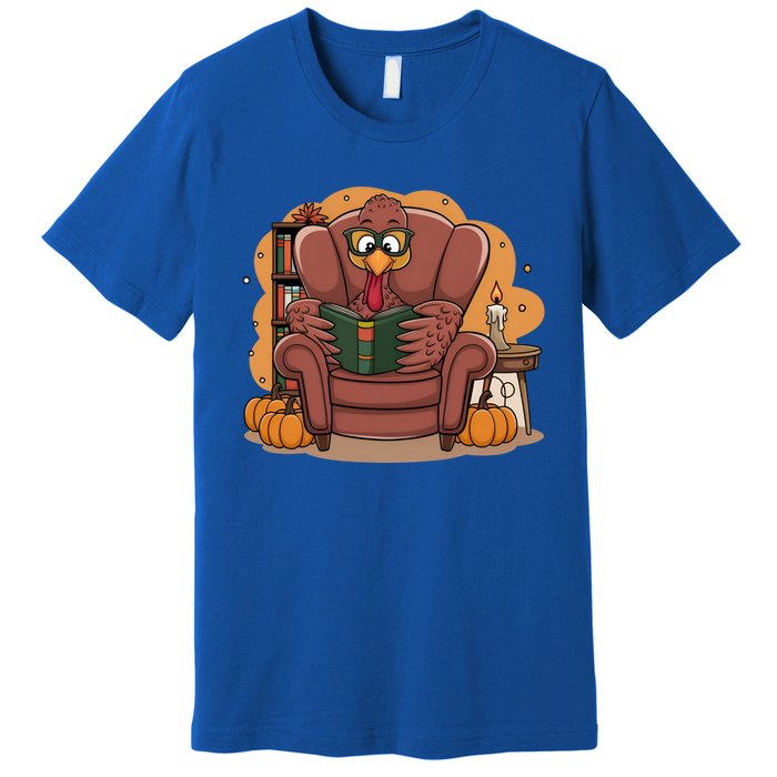 Funny Turkey Reading Books Gobble Good Funny Books Gift Premium T-Shirt