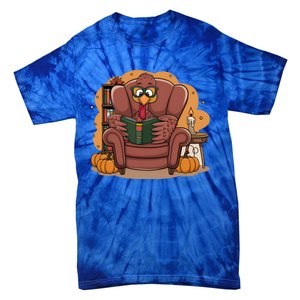 Funny Turkey Reading Books Gobble Good Funny Books Gift Tie-Dye T-Shirt